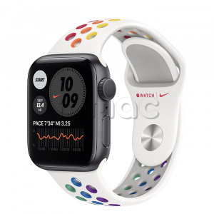 Купить Apple Watch Series 6 // 40мм GPS // Корпус из алюминия цвета «серый космос», спортивный ремешок Nike радужного цвета