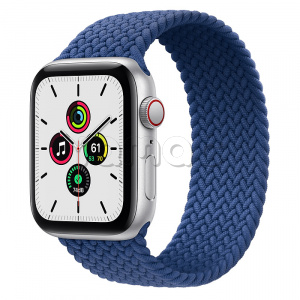 Купить Apple Watch SE // 44мм GPS + Cellular // Корпус из алюминия серебристого цвета, плетёный монобраслет цвета «Атлантический синий» (2020)