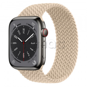 Купить Apple Watch Series 8 // 45мм GPS + Cellular // Корпус из нержавеющей стали графитового цвета, плетёный монобраслет бежевого цвета