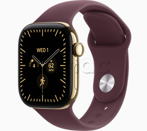 Купить Apple Watch Series 12 // 42мм GPS+Cellular // Корпус из титана золотого цвета, спортивный ремешок бордового цвета
