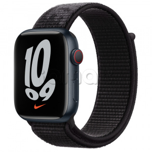 Купить Apple Watch Series 7 // 45мм GPS + Cellular // Корпус из алюминия цвета «тёмная ночь», спортивный браслет Nike чёрного цвета