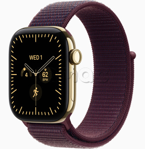Купить Apple Watch Series 12 // 46мм GPS+Cellular // Корпус из титана золотого цвета, спортивный браслет бордового цвета