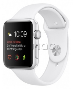 Купить Apple Watch Series 2 38мм Корпус из серебристого алюминия, спортивный ремешок белого цвета (MNNW2)