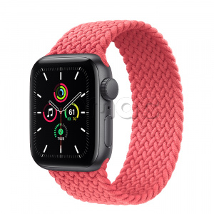 Купить Apple Watch SE // 40мм GPS // Корпус из алюминия цвета «серый космос», плетёный монобраслет цвета «Розовый пунш» (2020)
