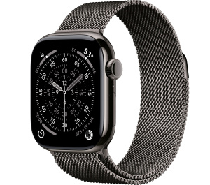 Apple Watch Series 11 // 42мм GPS+Cellular // Корпус из титана сланцевого цвета, миланский сетчатый браслет сланцевого цвета