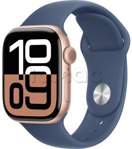 Купить Apple Watch Series 10 // 46мм GPS // Корпус из алюминия цвета "розовое золото", спортивный ремешок цвета "деним"