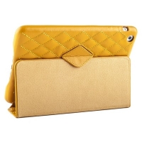 Чехол Jisoncase для iPad mini натуральная кожа со стеганым узором желтый