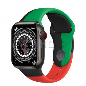 Купить Apple Watch Series 7 // 41мм GPS + Cellular // Корпус из титана цвета «черный космос», спортивный ремешок цвета «Black Unity»