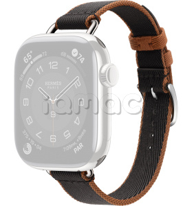 42мм Ремешок Hermès Twill Jump Attelage Single Tour цвета Noir/Gold для Apple Watch