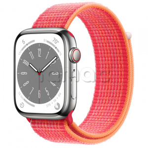 Купить Apple Watch Series 8 // 45мм GPS + Cellular // Корпус из нержавеющей стали серебристого цвета, спортивный браслет цвета (PRODUCT)RED