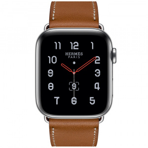 Купить Apple Watch Series 5 Hermès // 44мм GPS + Cellular // Корпус из нержавеющей стали, ремешок Single Tour из кожи Swift цвета Fauve