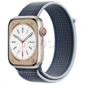 Купить Apple Watch Series 8 // 45мм GPS + Cellular // Корпус из алюминия цвета "сияющая звезда", спортивный браслет цвета "синий шторм"