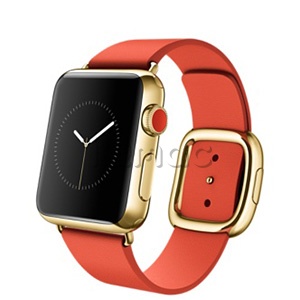 Купить Apple Watch Edition 38мм, 18-каратное жёлтое золото, ярко-красный ремешок с современной пряжкой