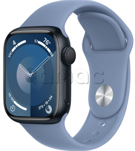 Купить Apple Watch Series 9 // 45мм GPS // Корпус из алюминия цвета "темная ночь", спортивный ремешок цвета "синяя зима"
