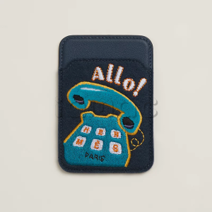 Чехол-бумажник Hermès "Allo!" с MagSafe для iPhone, цвет Bleu Navy/ Морской синий