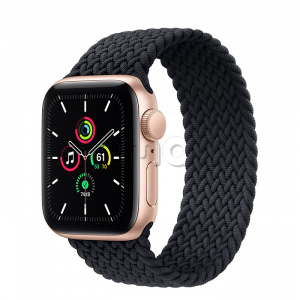 Купить Apple Watch SE // 40мм GPS // Корпус из алюминия золотого цвета, плетёный монобраслет угольного цвета (2020)