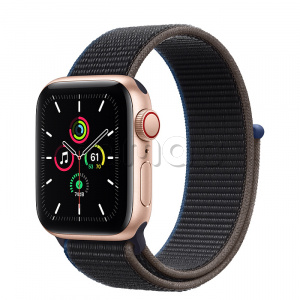 Купить Apple Watch SE // 40мм GPS + Cellular // Корпус из алюминия золотого цвета, cпортивный браслет угольного цвета (2020)