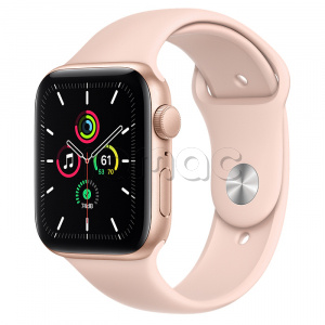 Купить Apple Watch SE // 44мм GPS // Корпус из алюминия золотого цвета, спортивный ремешок цвета «Розовый песок» (2020)