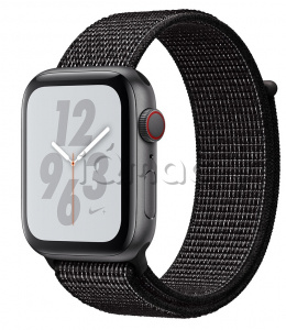 Apple Watch Series 4 Nike+ // 40мм GPS + Cellular // Корпус из алюминия цвета «серый космос», ремешок из плетёного нейлона Nike чёрного цвета (MTX92)