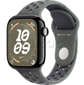 Купить Apple Watch Series 10 // 42мм GPS (Custom) Черный глянцевый корпус из алюминия, спортивный ремешок Nike цвета "Карго хаки"