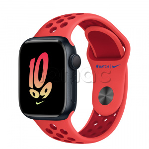 Купить Apple Watch Series 8 // 41мм GPS // Корпус из алюминия цвета "темная ночь", спортивный ремешок Nike цвета "ярко-малиновый/спортивный красный"