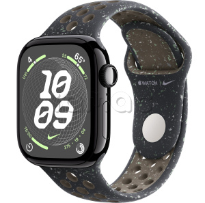 Купить Apple Watch Series 10 // 42мм GPS // Черный глянцевый корпус из алюминия, спортивный ремешок Nike цвета "Полуночное небо"