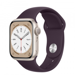 Apple Watch Series 8 // 41мм GPS // Корпус из алюминия цвета "сияющая звезда", спортивный ремешок цвета "бузина"