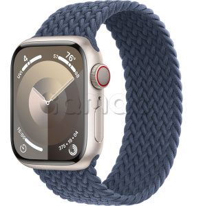 Купить Apple Watch Series 9 // 41мм GPS+Cellular // Корпус из алюминия цвета "сияющая звезда", плетёный монобраслет цвета "штормовой синий"