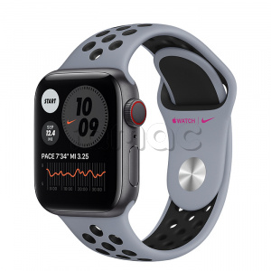 Купить Apple Watch Series 6 // 40мм GPS + Cellular // Корпус из алюминия цвета «серый космос», спортивный ремешок Nike цвета «Дымчатый серый/чёрный»