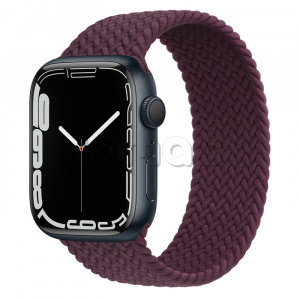 Купить Apple Watch Series 7 // 45мм GPS // Корпус из алюминия цвета «тёмная ночь», плетёный монобраслет цвета «тёмная вишня»