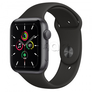Купить Apple Watch SE // 44мм GPS // Корпус из алюминия цвета «серый космос», спортивный ремешок цвета «Тёмная ночь» (2020)