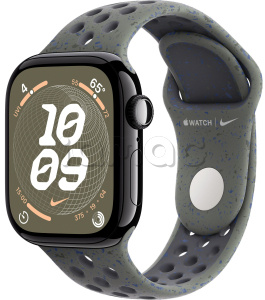 Купить Apple Watch Series 10 // 46мм GPS (Custom) Черный глянцевый корпус из алюминия, спортивный ремешок Nike цвета "Карго хаки"