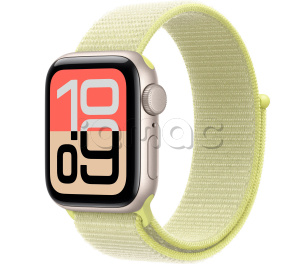 Купить Apple Watch SE 3 // 40мм GPS // Корпус из алюминия цвета "сияющая звезда", спортивный браслет цвета "неоновый желтый" (2025)
