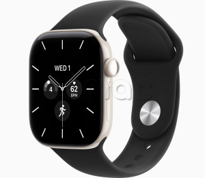 Купить Apple Watch Series 12 // 42мм GPS+Cellular // Корпус из керамики жемчужно-белого цвета, спортивный ремешок черного цвета