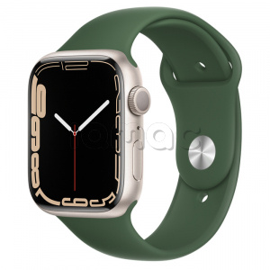 Купить Apple Watch Series 7 // 45мм GPS // Корпус из алюминия цвета «сияющая звезда», спортивный ремешок цвета «зелёный клевер»