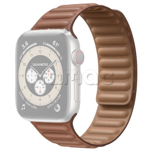 44мм M/L Кожаный ремешок золотисто-коричневого цвета со скрытой магнитной застежкой для Apple Watch