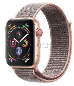 Купить Apple Watch Series 4 // 40мм GPS + Cellular // Корпус из алюминия золотого цвета, ремешок из плетёного нейлона цвета «розовый песок» (MTUK2)
