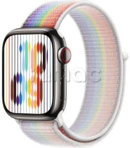 Купить Apple Watch Series 9 // 45мм GPS+Cellular // Корпус из нержавеющей стали графитового цвета, спортивный браслет цвета Pride Edition