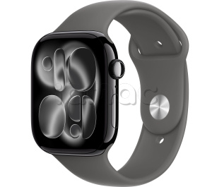 Купить Apple Watch Series 11 // 42мм GPS // Черный глянцевый корпус из алюминия, спортивный ремешок цвета "серый камень"