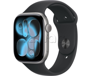 Купить Apple Watch Series 11 // 42мм GPS // Корпус из алюминия цвета "серый космос", спортивный ремешок черного цвета