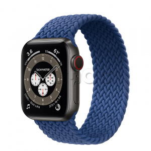 Купить Apple Watch Series 6 // 40мм GPS + Cellular // Корпус из титана цвета «черный космос», плетёный монобраслет цвета «Атлантический синий»