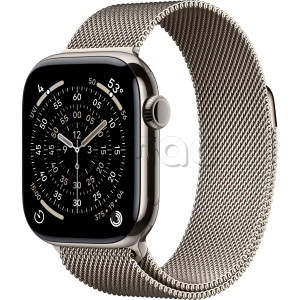 Купить Apple Watch Series 11 // 46мм GPS+Cellular // Корпус из титана натурального цвета, миланский сетчатый браслет натурального цвета