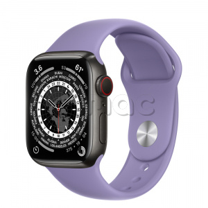 Купить Apple Watch Series 7 // 41мм GPS + Cellular // Корпус из титана цвета «черный космос», спортивный ремешок цвета «английская лаванда»
