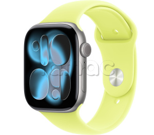 Купить Apple Watch Series 11 // 42мм GPS // Корпус из алюминия цвета "серый космос", спортивный ремешок цвета "неоновый желтый"