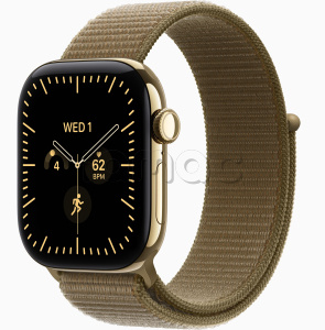 Купить Apple Watch Series 12 // 46мм GPS+Cellular // Корпус из титана золотого цвета, спортивный браслет оливкового цвета