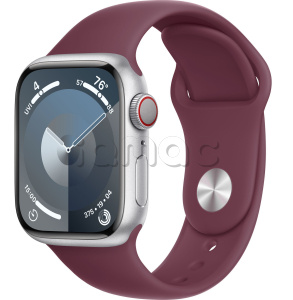 Купить Apple Watch Series 9 // 41мм GPS+Cellular // Корпус из алюминия серебристого цвета, спортивный ремешок цвета "шелковица"