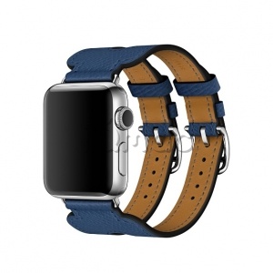 38/40 мм ремешок Manchette из кожи Epsom цвета Bleu Agate с двойной пряжкой для Apple Watch Hermès