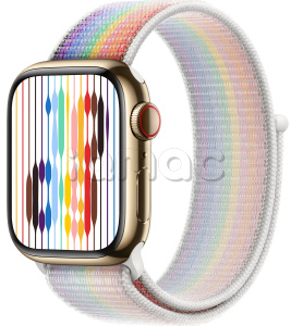Купить Apple Watch Series 9 // 45мм GPS+Cellular // Корпус из нержавеющей стали золотого цвета, спортивный браслет цвета Pride Edition