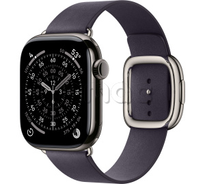 Купить Apple Watch Series 11 // 42мм GPS+Cellular // Корпус из титана сланцевого цвета, ремешок цвета "полуночный фиолетовый", с современной пряжкой (Modern Buckle)