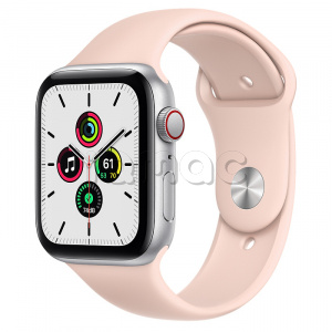 Купить Apple Watch SE // 44мм GPS + Cellular // Корпус из алюминия серебристого цвета, спортивный ремешок цвета «Розовый песок» (2020)
